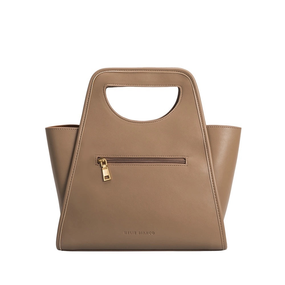 Melie Bianco Dena Recycled Vegan Top Handle Bag in Taupe - Picture 3 of 10